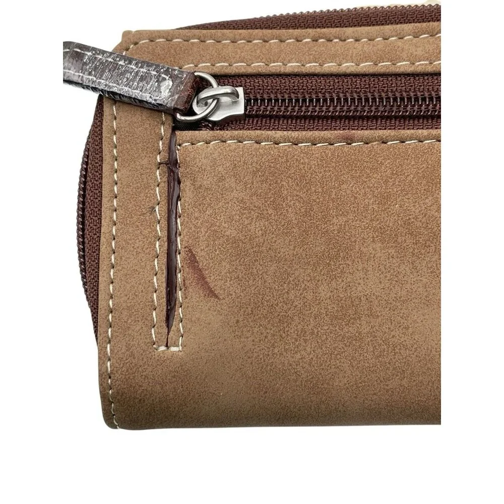 BOC Wallet Womens Weave‎ Faux Leather Tan Brown